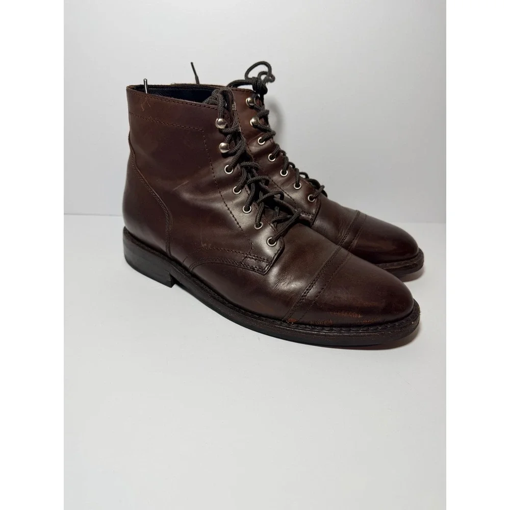 Thursday Boot Co Captain Lace Up Boot Mens Brown Leather Cap Toe Speed Hook